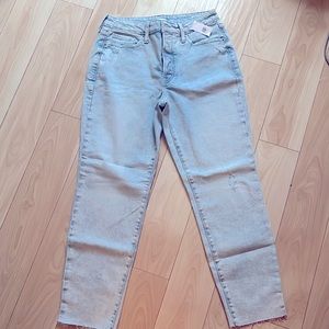 NWT Old Navy OG Straight button fly cut off jeans lavender 8